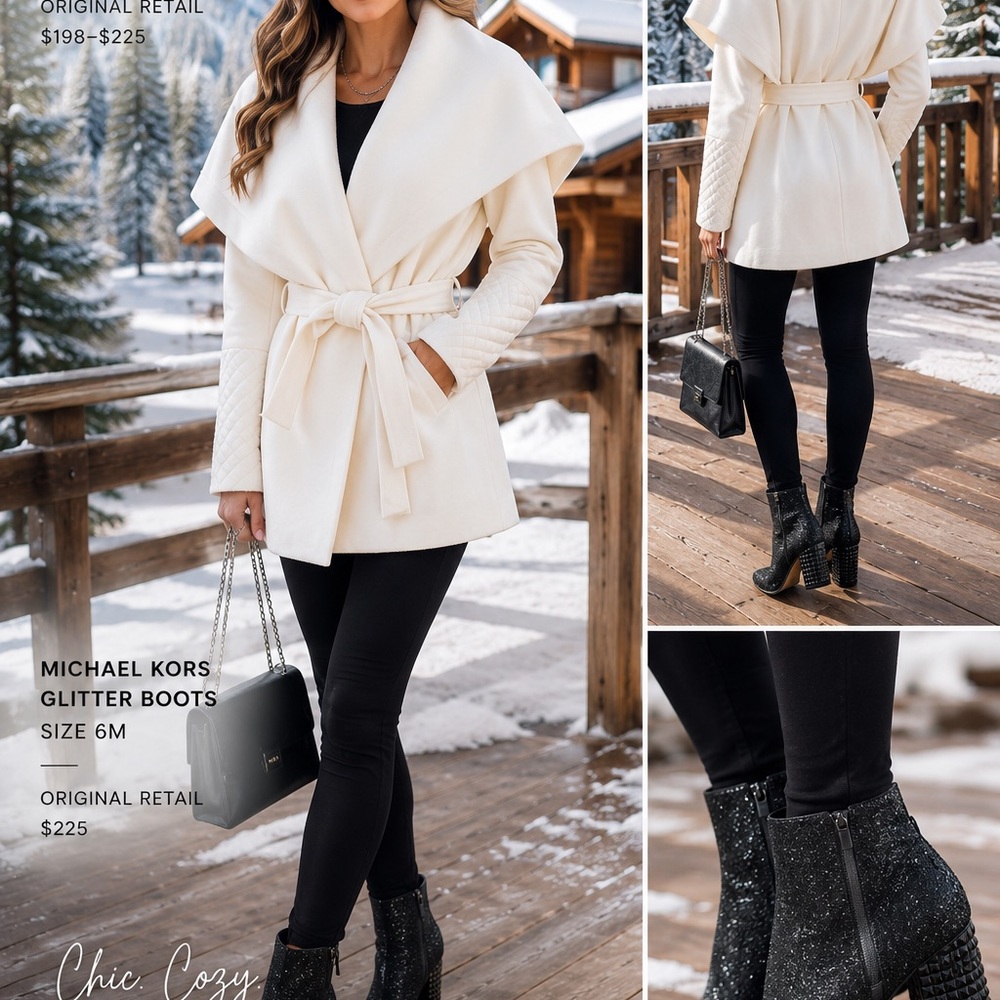 BCBGeneration Cream Wrap Belted coat